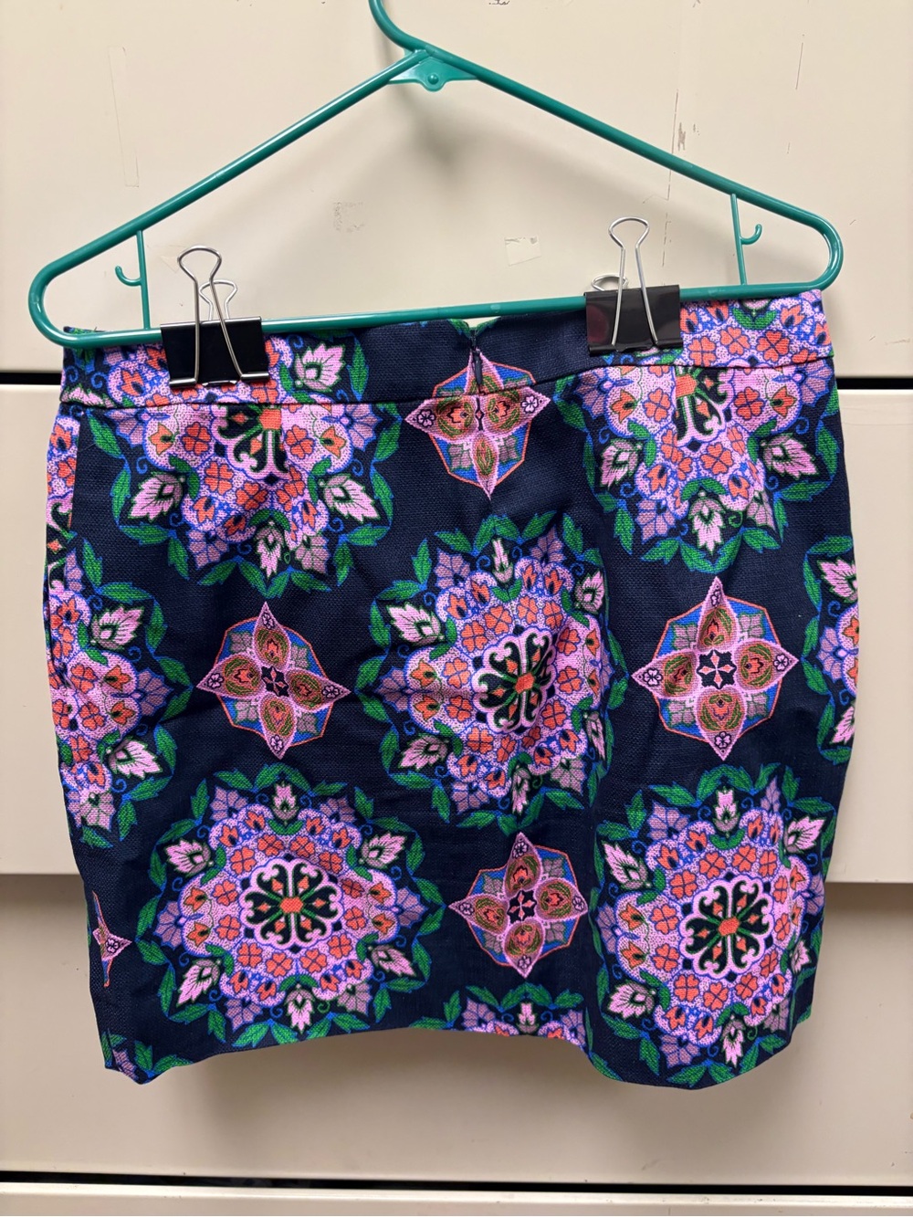 J Crew Floral Medallion Navy Pencil Skirt - Unbranded